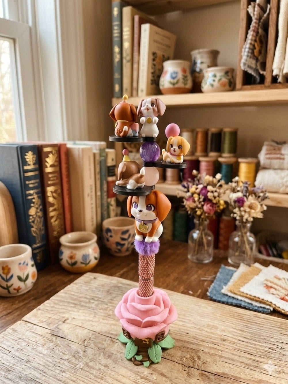 Handcrafted Beadable Pen with Puppys Topper